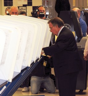 Queens District Attorney Richard Brown casts his vote this Election Day