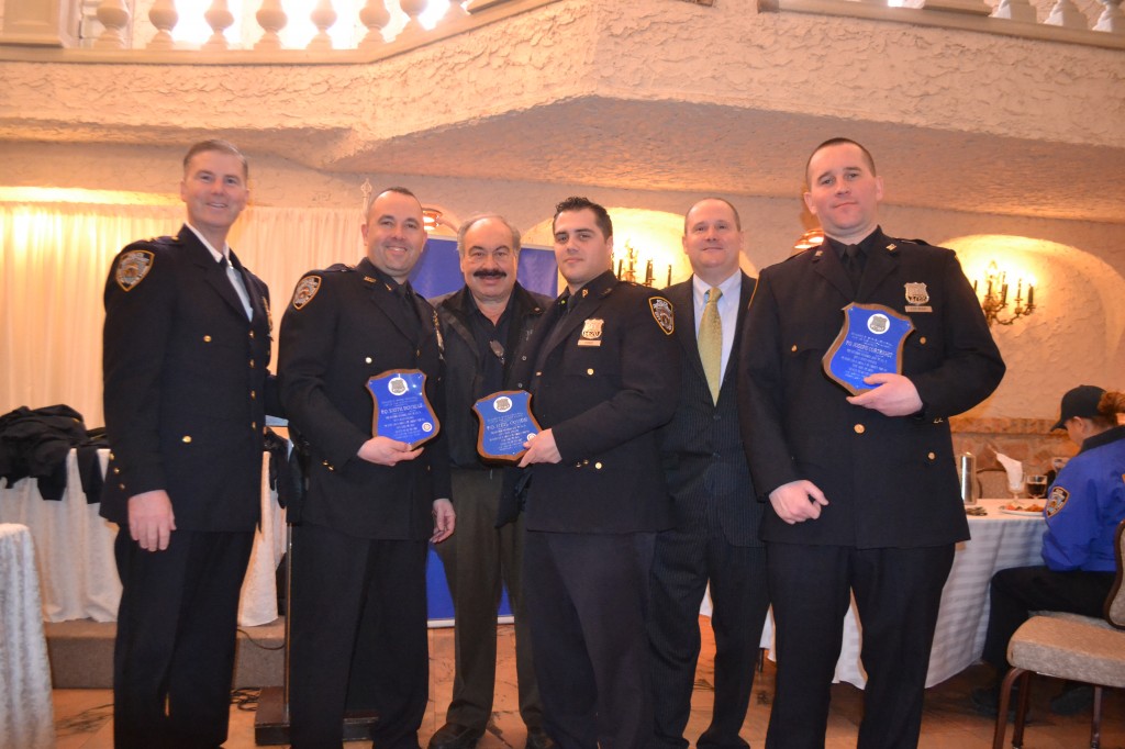 102nd Precinct, From Left: Chief Barrerre, P.O. Keith Douglas, Iaboni, P.O. Neil Conde, D.I. Henry Sautner, P.O. Joesph Cortright