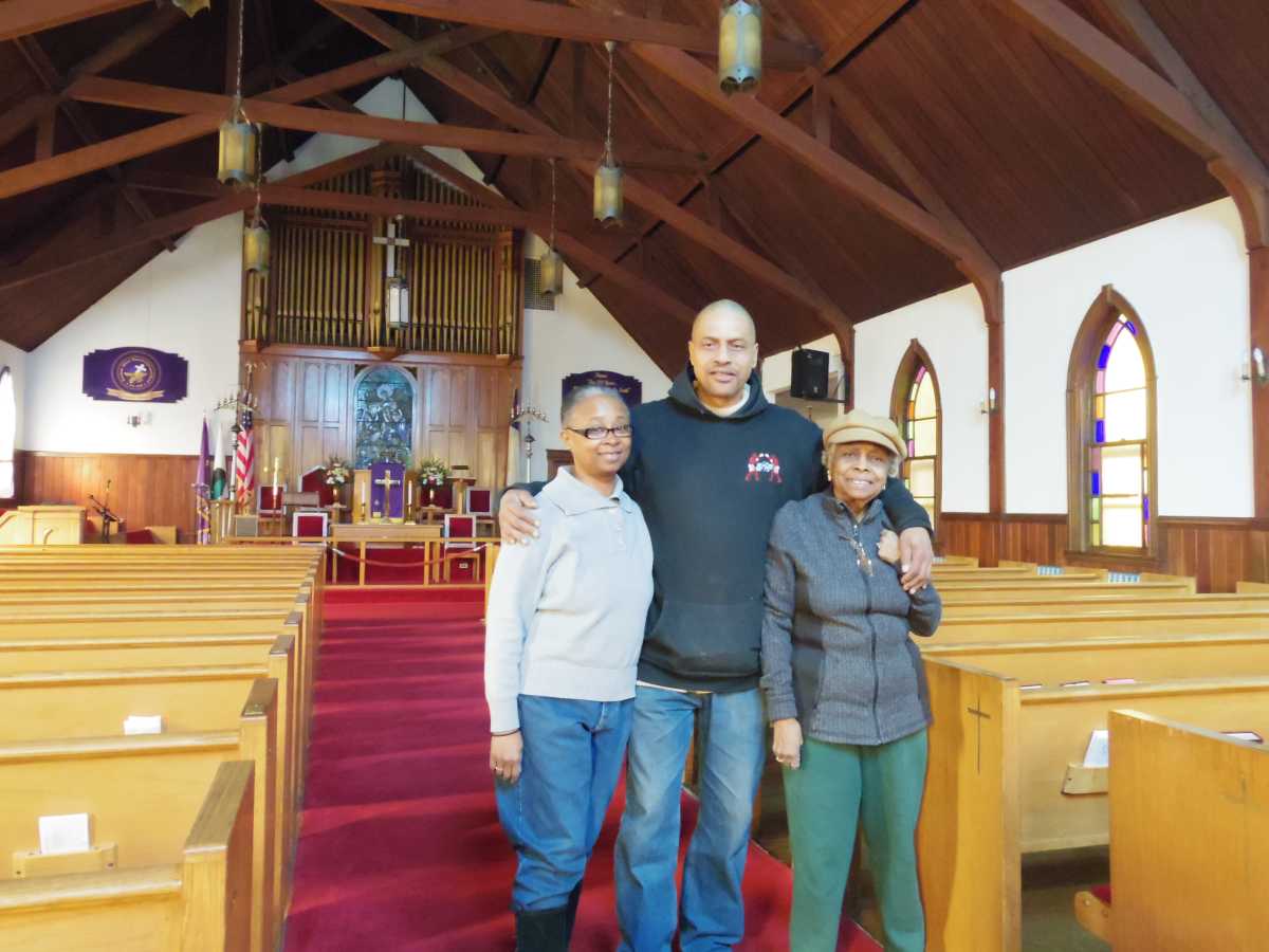 AME Church members in the mass room. The church is a link to the historic black community in Flushing.