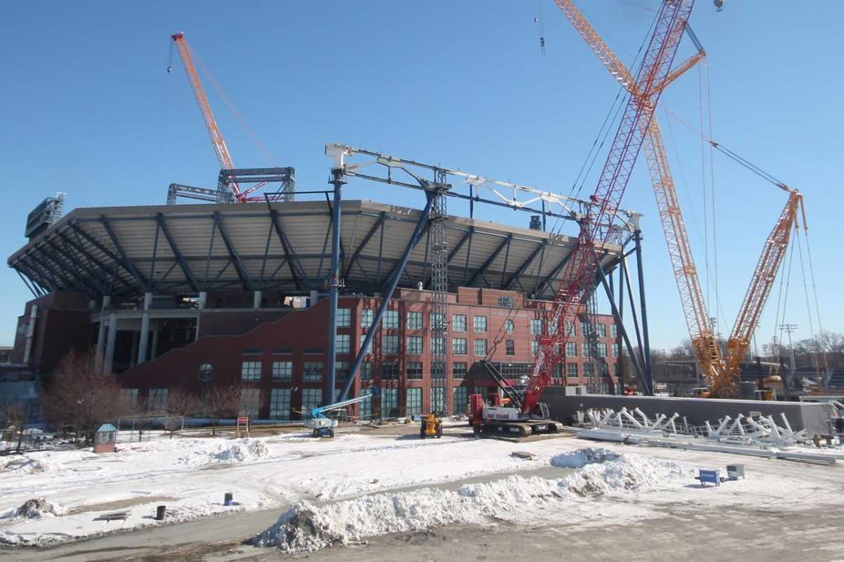 Snow around the stadium