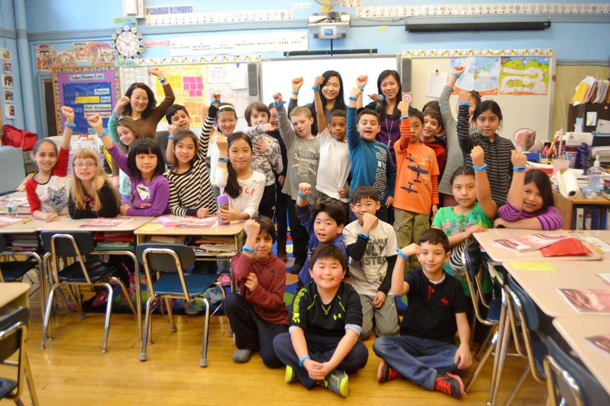 P.S. 41's Class 3205, taught by Cindy Wong and Helen Kim, won a trip to see the New York Knicks practice after totaling up 4,503,745 steps, equaling 769 food packets sent to children in Africa.