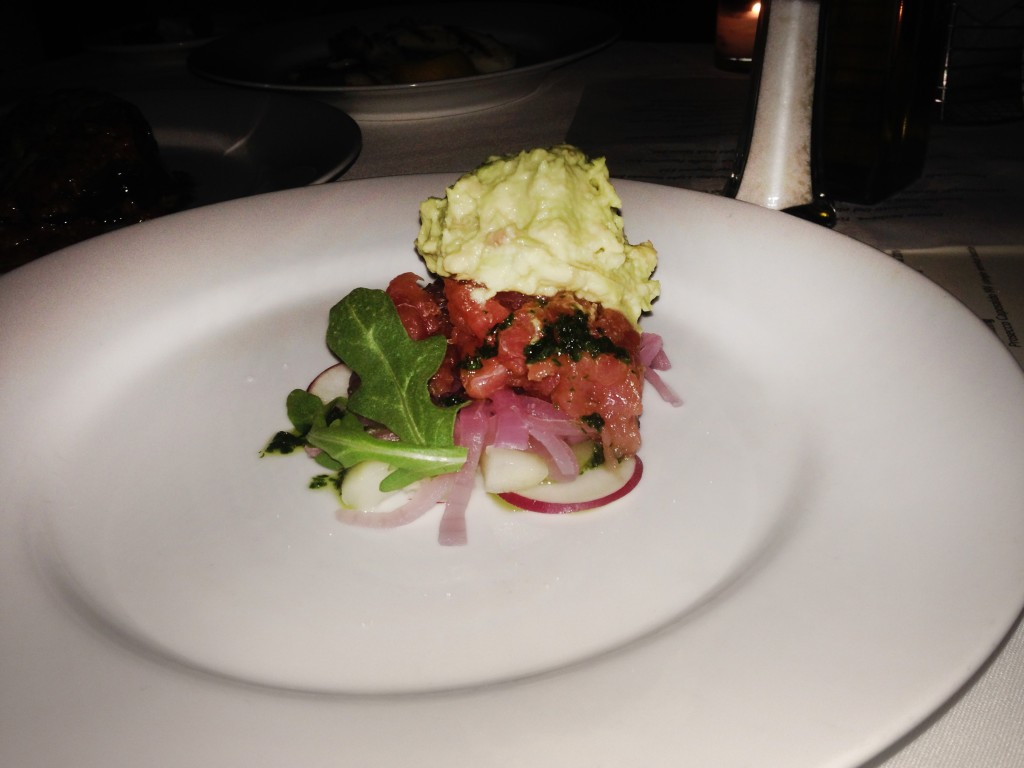 Tuna Tartare, Pickled Cucumber, Daikon, Red Onions, Avocado Mash