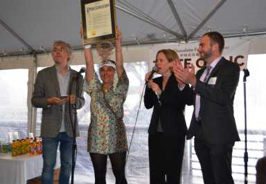 In honor of the 10th anniversary, Queens BP Melinda Katz presented a Citation of Honor to Executive Director Sheila Lewandowski proclaiming June 2 as Chocolate Factory Taste of Long Island City Day in Queens.