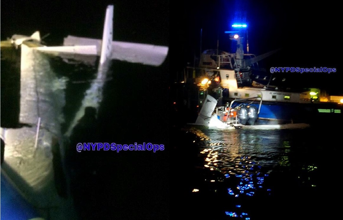 The NYPD Special Operations Division tweeted photos of the wreckage, including parts of a tail, found after a small plane crashed off Breezy Point.