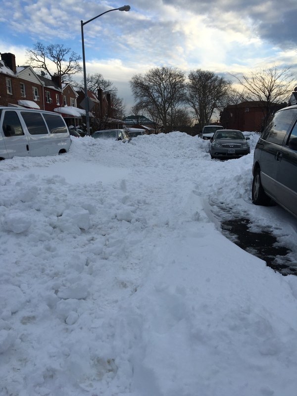 A snow-covered 92nd Street in East Elmhurst.