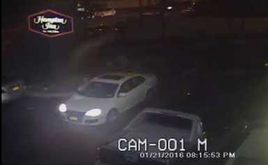 Police said two men involved in a robbery and shooting at the South Ozone Park Hampton Inn Thursday night fled the scene in this white Volkswagen Jetta.