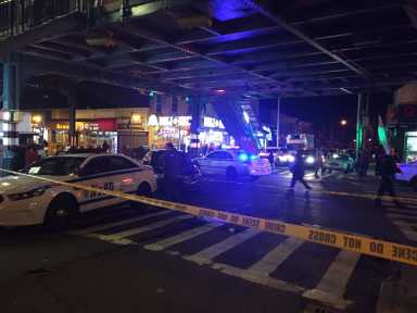 Police officers secured the corner of 85th Street and Jamaica Avenue in Woodhaven on March 2 after a man was stabbed there.