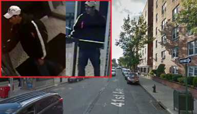 Security camera images of a man who tried to lure a 13-year-old girl out of her Elmhurst home earlier this month.