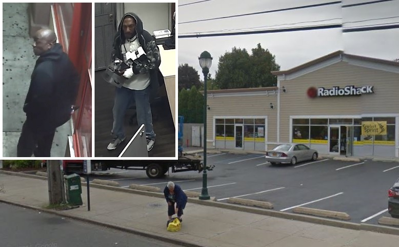 Two bandits used a vehicle to smash through the front door of a Radio Shack store in Middle Village this month and stole phones.