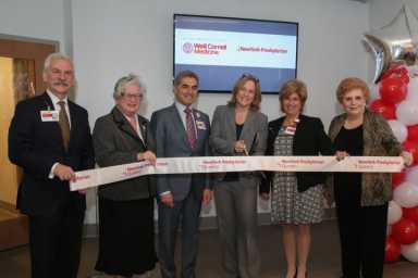 From left to right: Stephen Rimar, M.D., president, NewYork-Presbyterian Medical Group Queens; 
State Senator Toby Ann Stavisky; Michael Nochomovitz, M.D., senior vice president/chief integration and network development officer, NewYork-Presbyterian; Queens Borough President Melinda Katz;
Jaclyn Mucaria, president of NewYork-Presbyterian Queens; and City Councilwoman Karen Koslowitz.