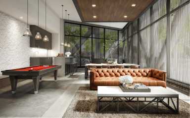 The billiards lounge at The Dutch condominium in Long Island City.