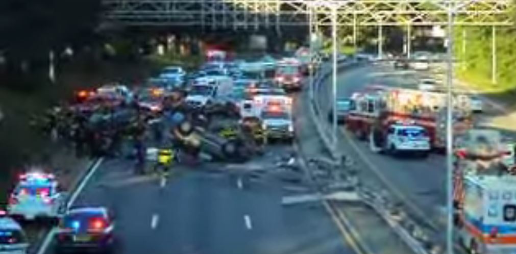The scene of a deadly July 16 crash on the Grand Central Parkway in Jamaica.