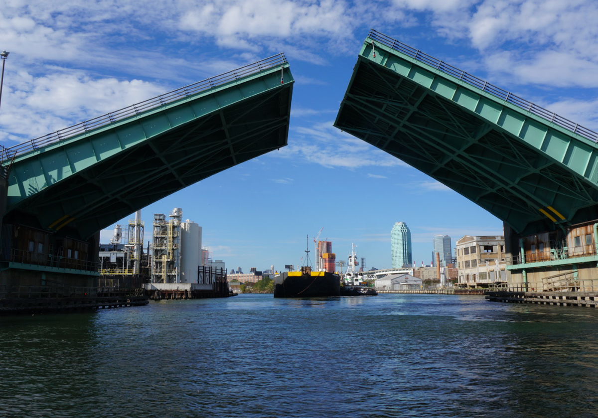 The Newtown Creek at the Greenpoint Avenue Bridge on the Long Island City/Brooklyn border