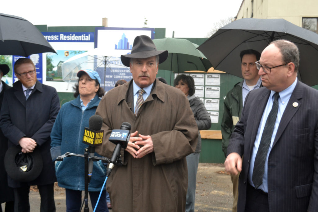 Weprin addresses reporters on April 27