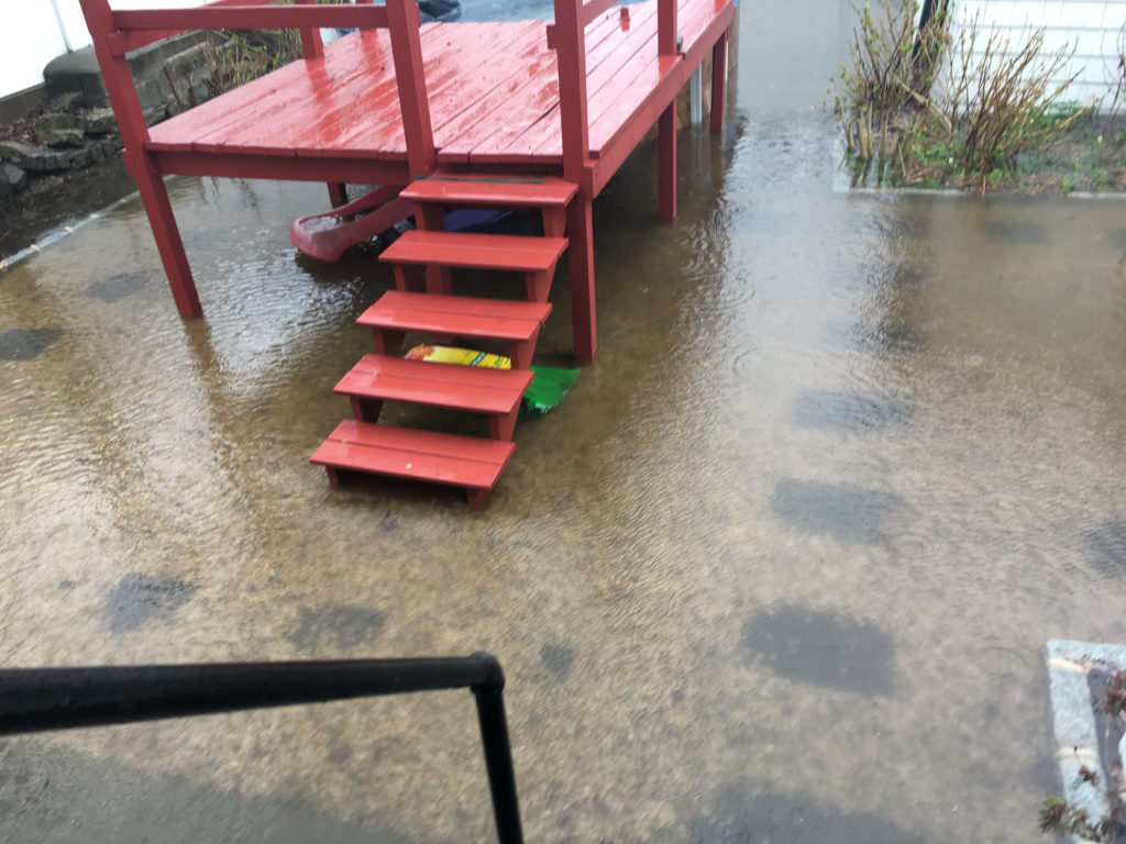 Flooding conditions in the backyard (Photo courtesy of Bitetto)