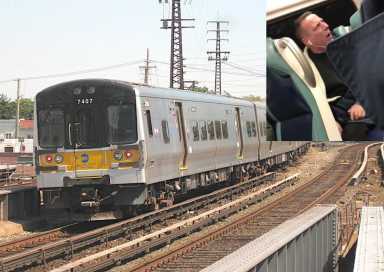 Edward Ruggerio (inset), who allegedly went on a hate-filled tirade on a Long Island Rail Road train in Queens last month, now faces hate crime charges.
