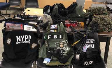 The weapons and gear police seized from Kevin Nugent's Rosedale home on May 31.