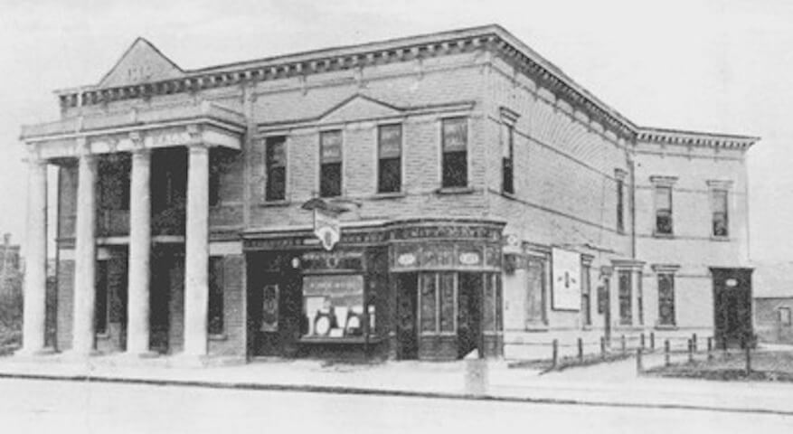 Unity Hall as it once stood on Myrtle Avenue near Cypress Hills Street in Glendale.
