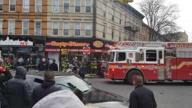 Fire Department units and onlookers at the scene of a crash at the Tasty Diner in Ridgewood on Dec. 9.