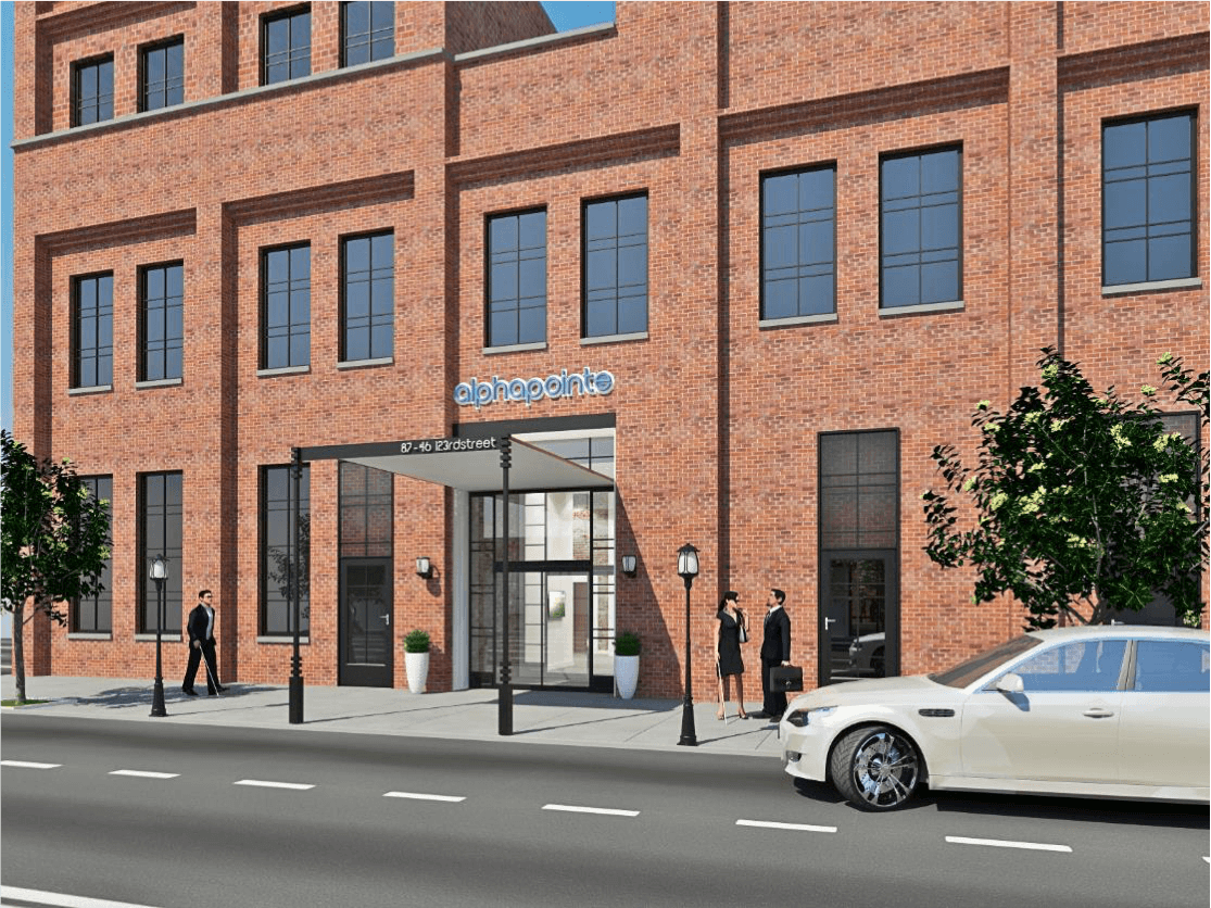 An artist rendering of the planned design for the entrance at Alphapointe’s facility in Richmond Hill.