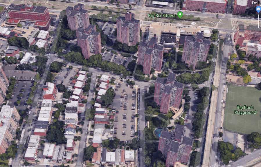 A 3-D map of the Big Six apartment complex in Woodside, part of the Mitchell-Lama program. Photo: Google Maps