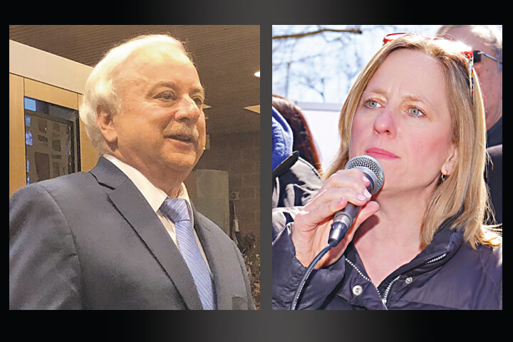 Retired Judge Greg Lasak (left) and Queens Borough President Melinda Katz.