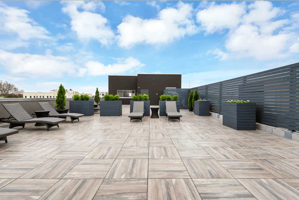 The rooftop terrace at Steinway & Graham in Astoria