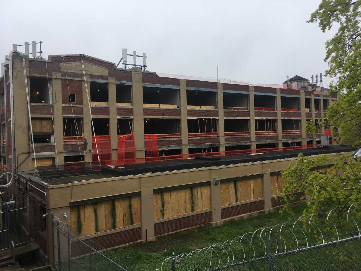 The former factory at 78-16 Cooper Ave. in Glendale is shown undergoing renovation in this April 2019 photo.