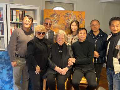 Claire and Thomas with artists who came for the day.