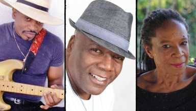 (From l. to r.) Flushing Town Hall's Black History Trilogy performers Keith “The Captain” Gamble, Billy Cliff and Mickey Davidson.