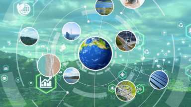 Environmental technology concept. Sustainable development goals. SDGs. Elements of this image furnished by NASA. 3D rendering.