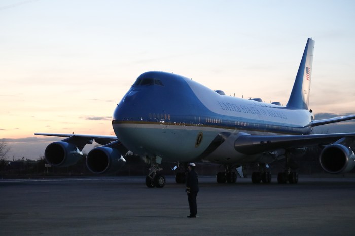 Air Force One lands at John F. Kennedy International Airport. Photo: Erica Price.