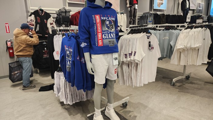 Part of Primark's NFL collection at Queens Center mall. Photo: Shane O'Brien