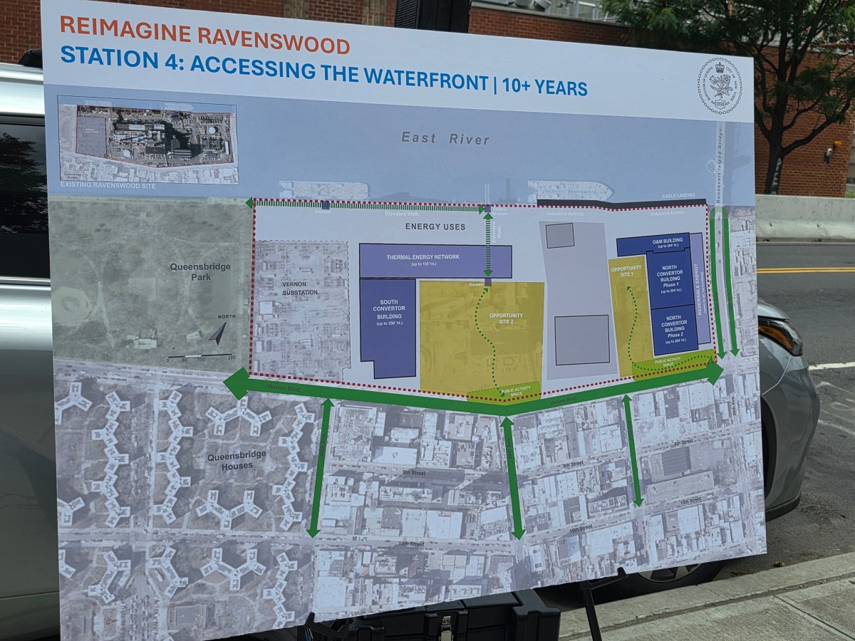 Plans for the reimagined Ravenswood Generating Station, including public activity spaces, clean energy facilities, waterfront access and "opportunity sites." Photo: Shane O'Brien. 