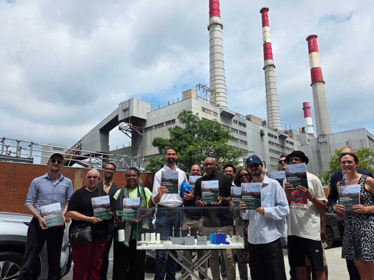 Queens Borough President Donovan Richards, Rise Light & Power representatives, city officials and public advocates launch the Reimagine Ravenswood Neighborhood Plan on Thursday, July 17.