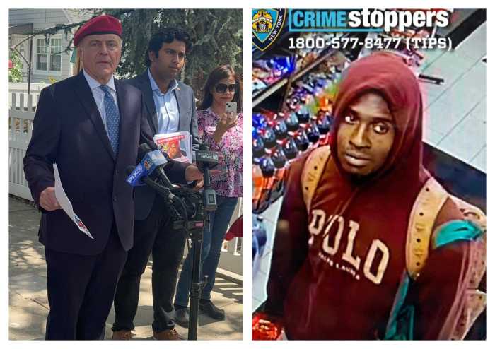 Police say they arrested the man who was allegedly caught on surveillance video setting a dog on fire in South Ozone Park. Mayoral candidate Curtis Sliwa (l.) held a press conference in South Ozone Park and coordinated a local search for the suspect.
