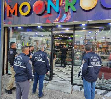 Moonrocks at 46-06 Utopia Parway in Flushing was shuttered along with five other illegal cannabis dispensaries across the borough, Queens District Attorney Melinda Katz announced Aug. 18.